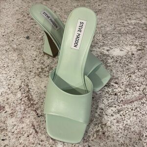 Steve Madden Mint Green Block Heel Slide Sandals
